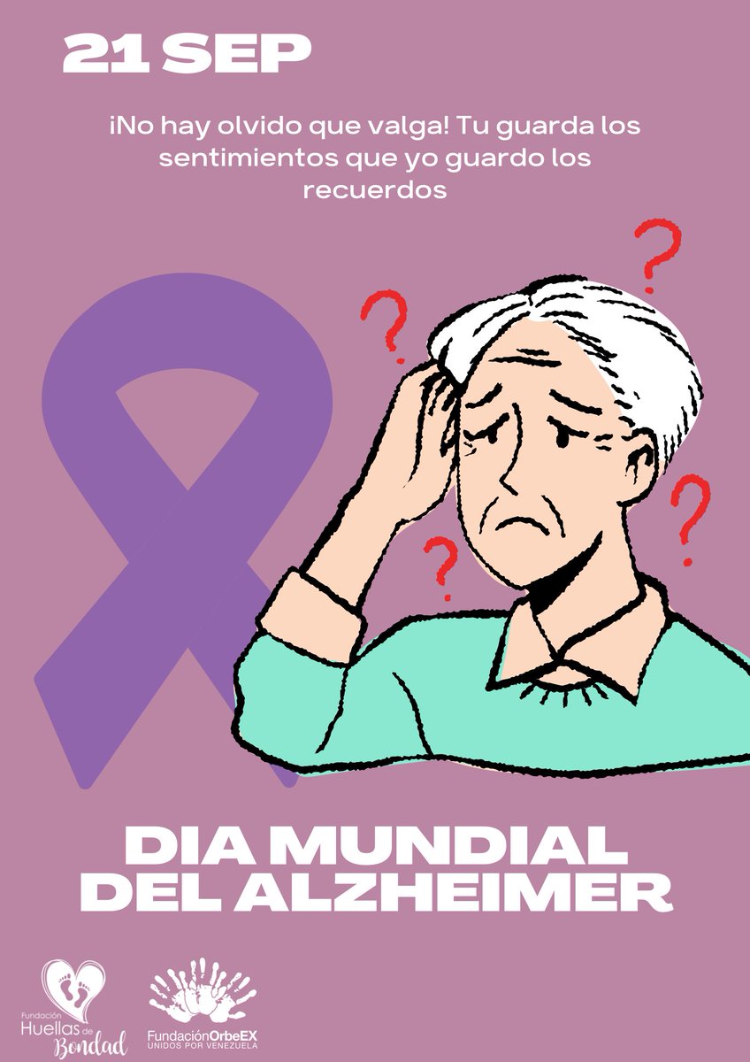 Este día tiene como objetivo concienciar sobre esta enfermedad, que afecta no solo a los pacientes sino también a los cuidadores directos y familiares. 💜

#Efemerides #DiaMundialDelAlzheimer