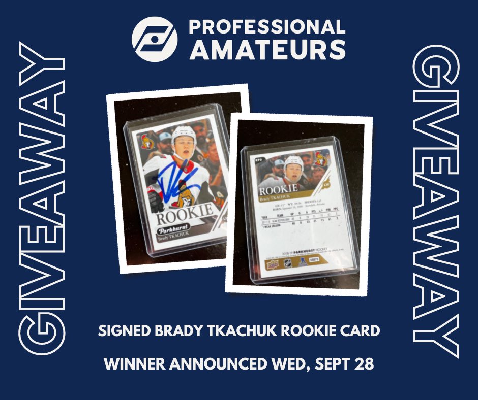 BandWagonHKYPod's tweet photo. 🚨 #ProAmPod GIVEAWAY 🚨 

After talking w/ @SensCentral... 🥳

We're giving away a SIGNED Brady
Tkachuk ROOKIE card!

Just 3️⃣ steps!

1. Like and RT this Tweet 🔁

2. Follow us ✅

3. Reply tagging 2 friends + a screenshot subscribing to our YouTube👇

https://t.co/ap2TsrZpji https://t.co/Q56EcvH7e6