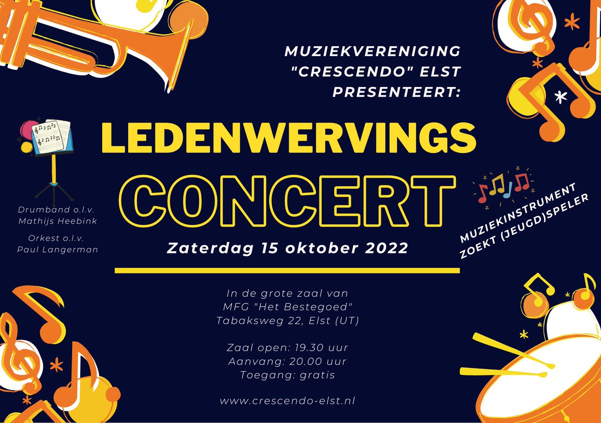 MuzCresElst's tweet photo. Noteer in je agenda!! #ledenwerving https://t.co/zAubuwxfRr
