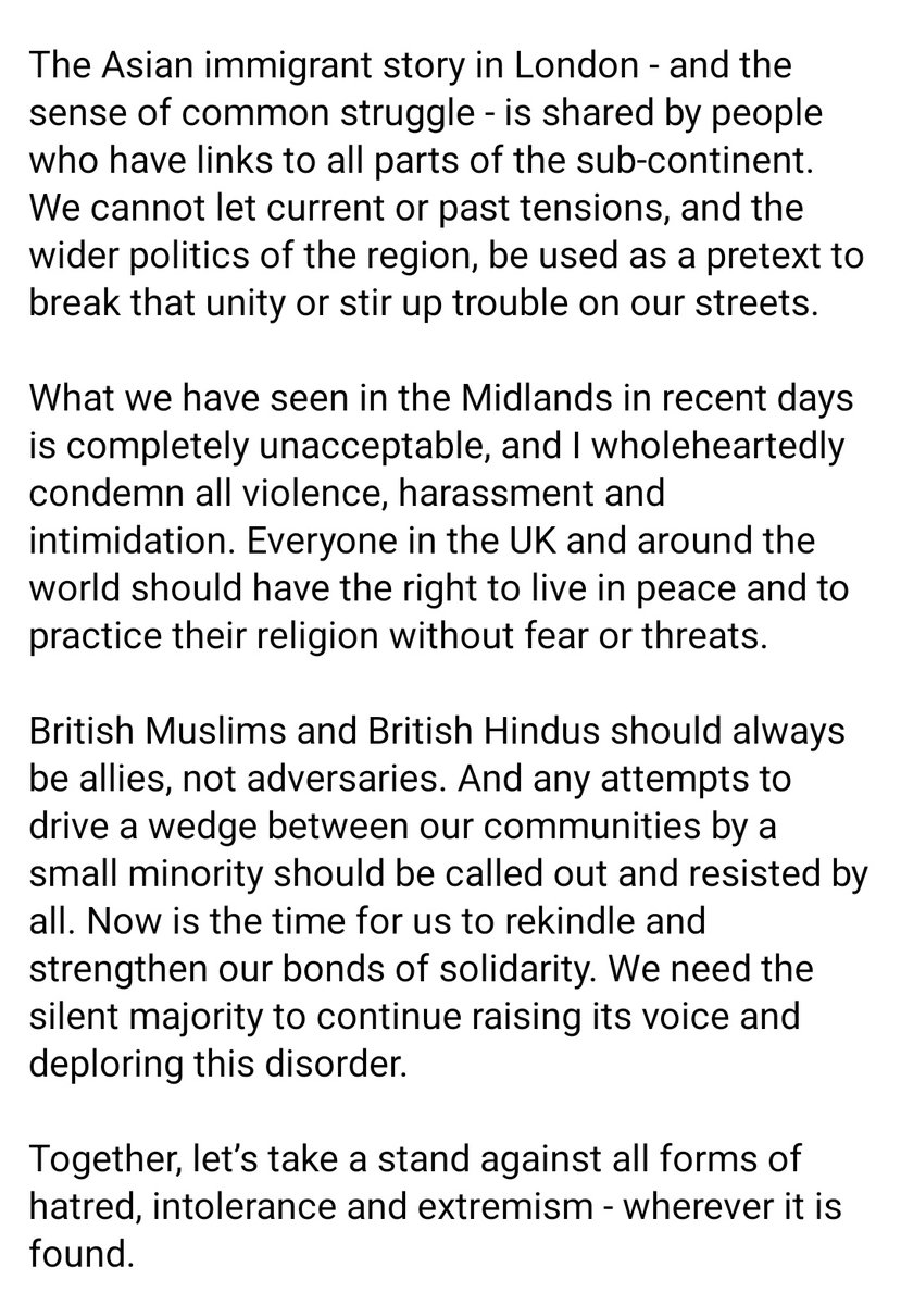 SadiqKhan's tweet photo. My grandparents were from India. My parents from Pakistan. I was born and raised in London and am proud to call Britain my home. 

Please take the time to read this ⬇️ https://t.co/b05OKUjyXh