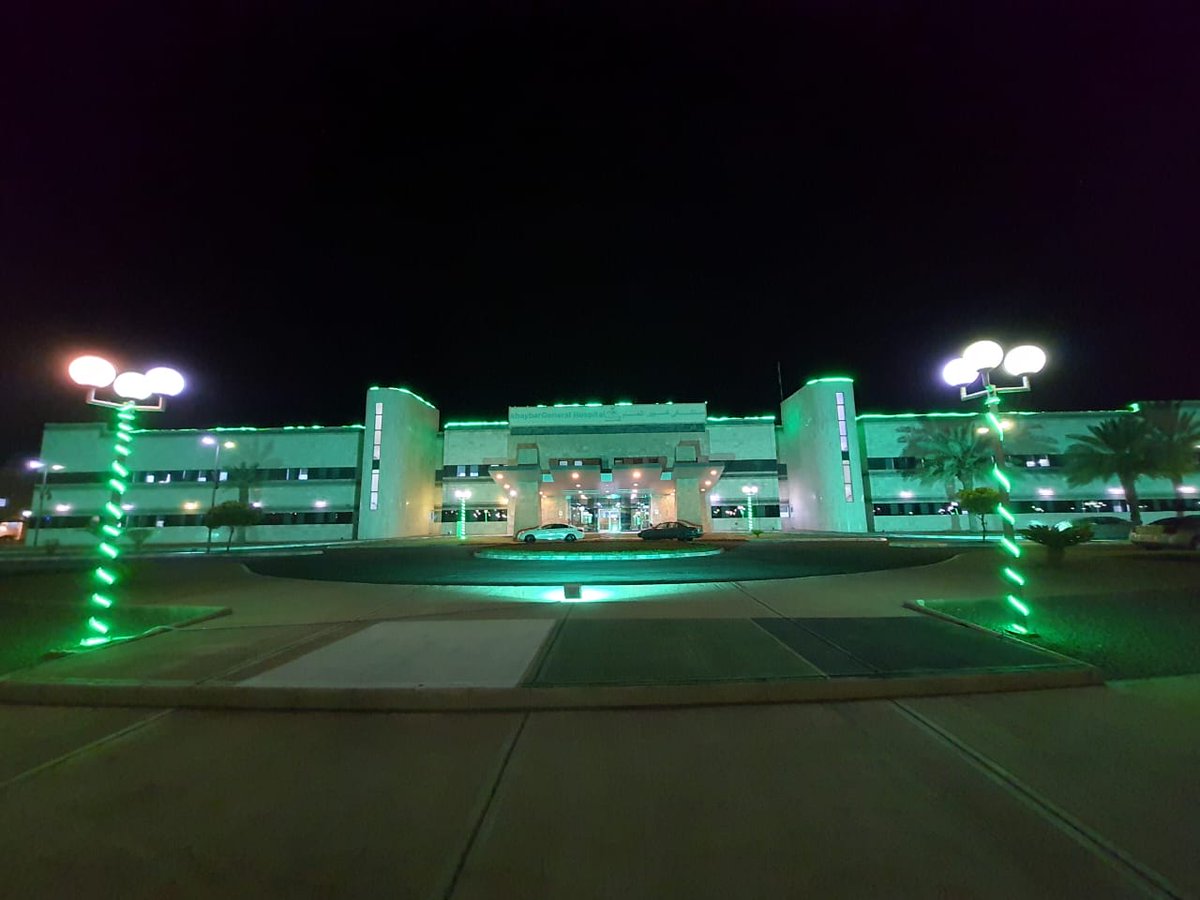 Med_cluster6's tweet photo. مستشفيات النطاق الصحي السادس  تكتسي لون الوطن 🇸🇦 إحتفاءاً بـ ⁧#اليوم_الوطني_السعودي_92 ⁩ 
#هي_لنا_دار
⁧#صحة_وطن
#العلا #خيبر https://t.co/lzDQxmuG1H