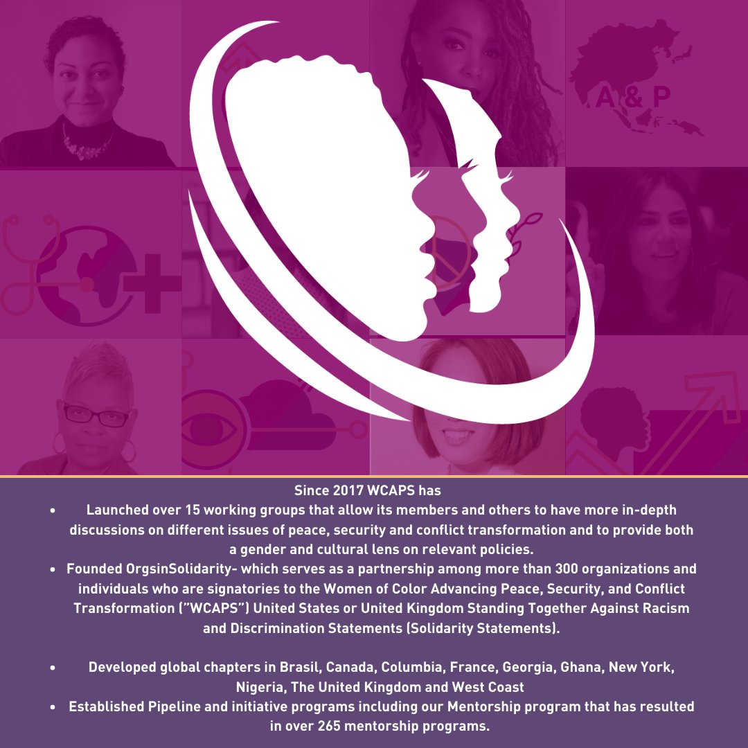 WCAPSnet's tweet photo. Today, WCAPS was founded 5 years ago and has since redefined diversity in national security! 🎉

Cheers to 5 years of WCAPS! An organization that is dedicated and committed to elevating women of color in the fields on international peace, security and conflict transformation! https://t.co/QVMgIS52fx