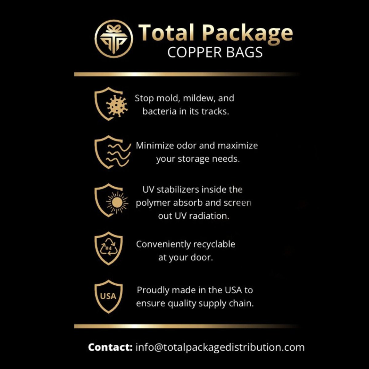 TPCopperBags's tweet photo. Whether heat or zipper sealed these bags are the only storage bag out there that are: Recyclable, Reusable, Static Free, Smell Proof, UV Protective, Made in The USA.
* Follow the link in our Bio to learn more 
#sustainablepackaging #totalpackagecopperbags #copperbags https://t.co/drr8N4FJ1x