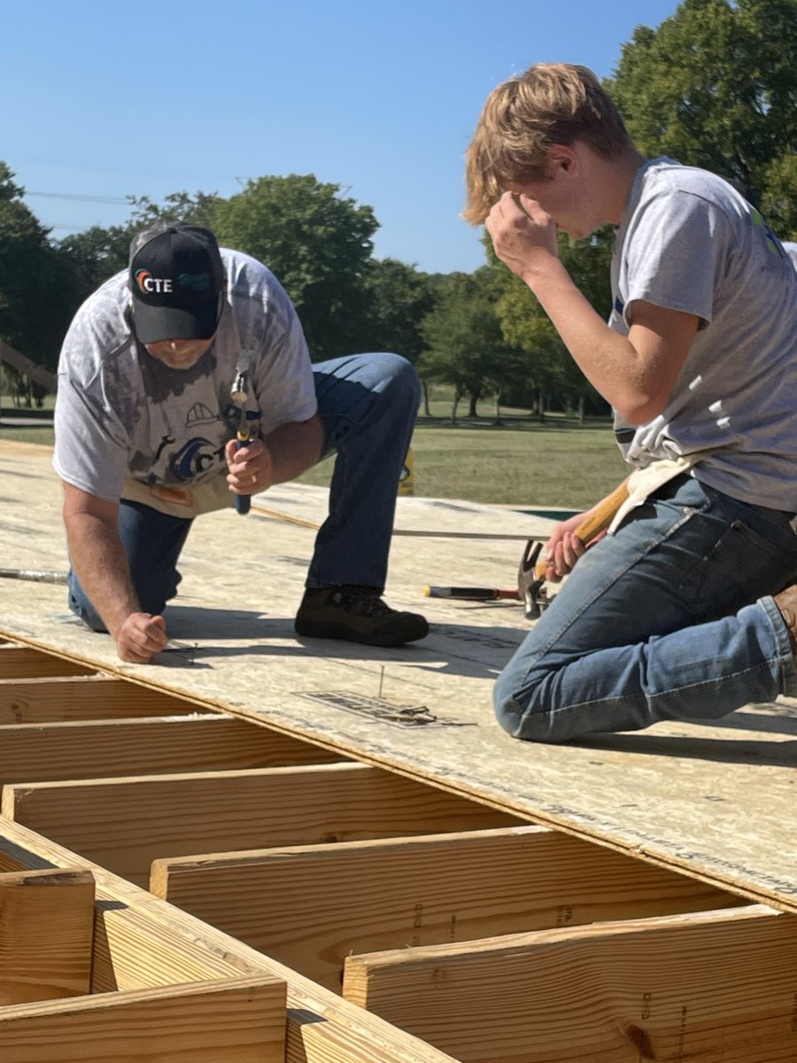 A huge “Thank You” goes out to our carpentry and masonry students and teachers.  They worked hard in the heat working on the foundation for Habitat for Humanity.  #RSSCTE #WRHS