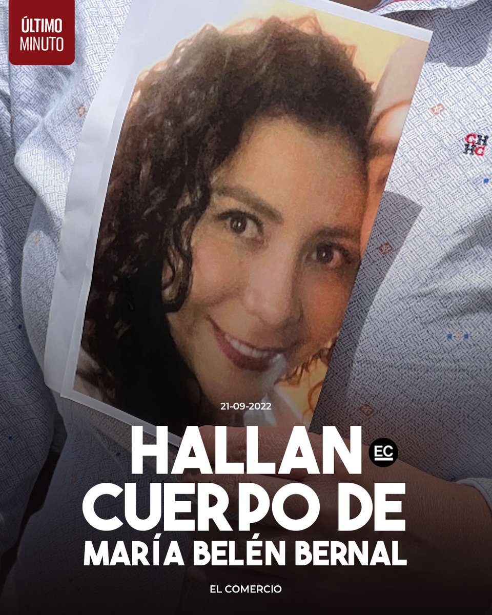 elcomerciocom's tweet photo. #URGENTE | "Con profundo dolor e indignación lamento informar que María Belén fue encontrada". Presidente Lasso confirma hallazgo del cuerpo de abogada desaparecida »  https://t.co/I105qyvslf https://t.co/FxYf83oaeH