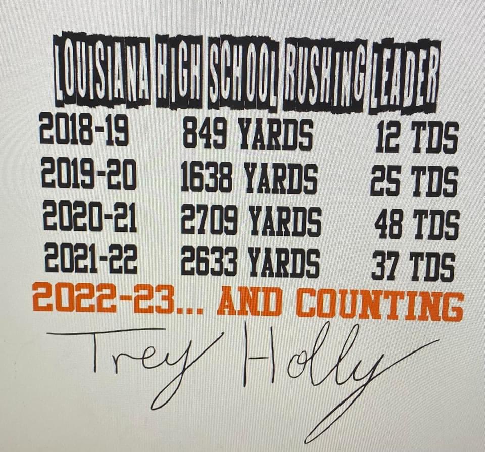 jpbsports318's tweet photo. Our own @LSUfootball commit @DrippyTrey2 is only 246 yards away from the @LHSAA state rushing record. Will it happen at home against @HighBastrop? I think there is a good chance! Sorry @NBrossette We still love you though! #gofarmers #unation #itspersonal https://t.co/5cbZye1waN