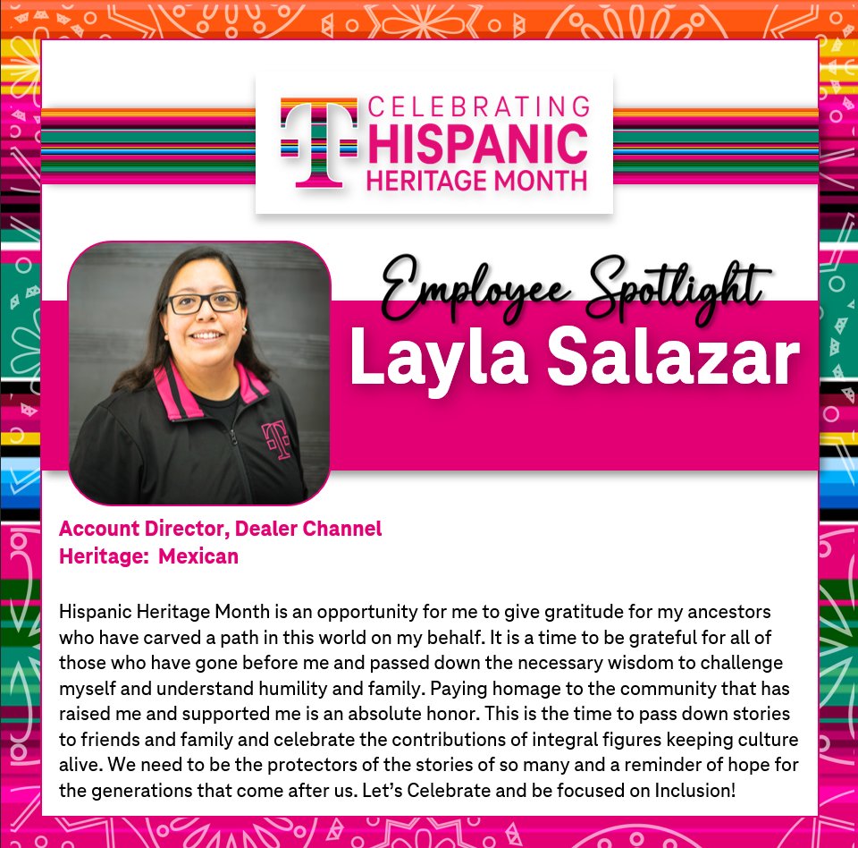 Meet @L_Salazar18, Account Director for our Dealer Channel. Thank you, Layla, for sharing what Hispanic Heritage Month means to you! 🫶🇲🇽 #HispanicHeritageMonth2022