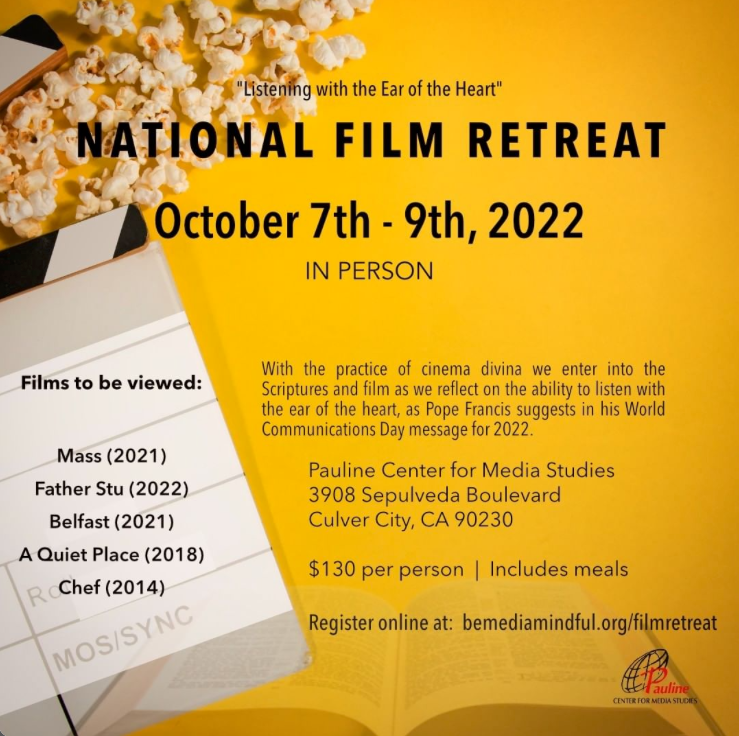 PaulineMediaEd's tweet photo. Make a retreat watching movies! 🎥 
Cinema divina is a "divine viewing" of film along with reading the Scriptures. 
"Listening with the ear of the heart."
https://t.co/9WA2UHiX31
#cinemadivina #FaithAndFilm #culturalmysticism #MediaNuns https://t.co/z25hRDn3sb