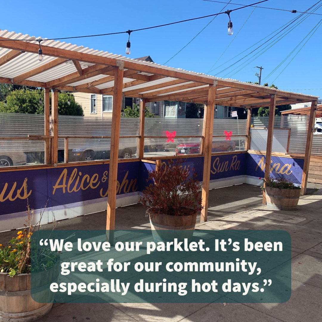 SharedSpacesSF's tweet photo. Our Shared Spaces Hero this week is Bernadette Smith, owner of the Legacy Business the Jazz Room in Bayview! "We love our parklet. It's been great for our community, especially during hot days." #sharedspacessf https://t.co/C9DpSw5pZk