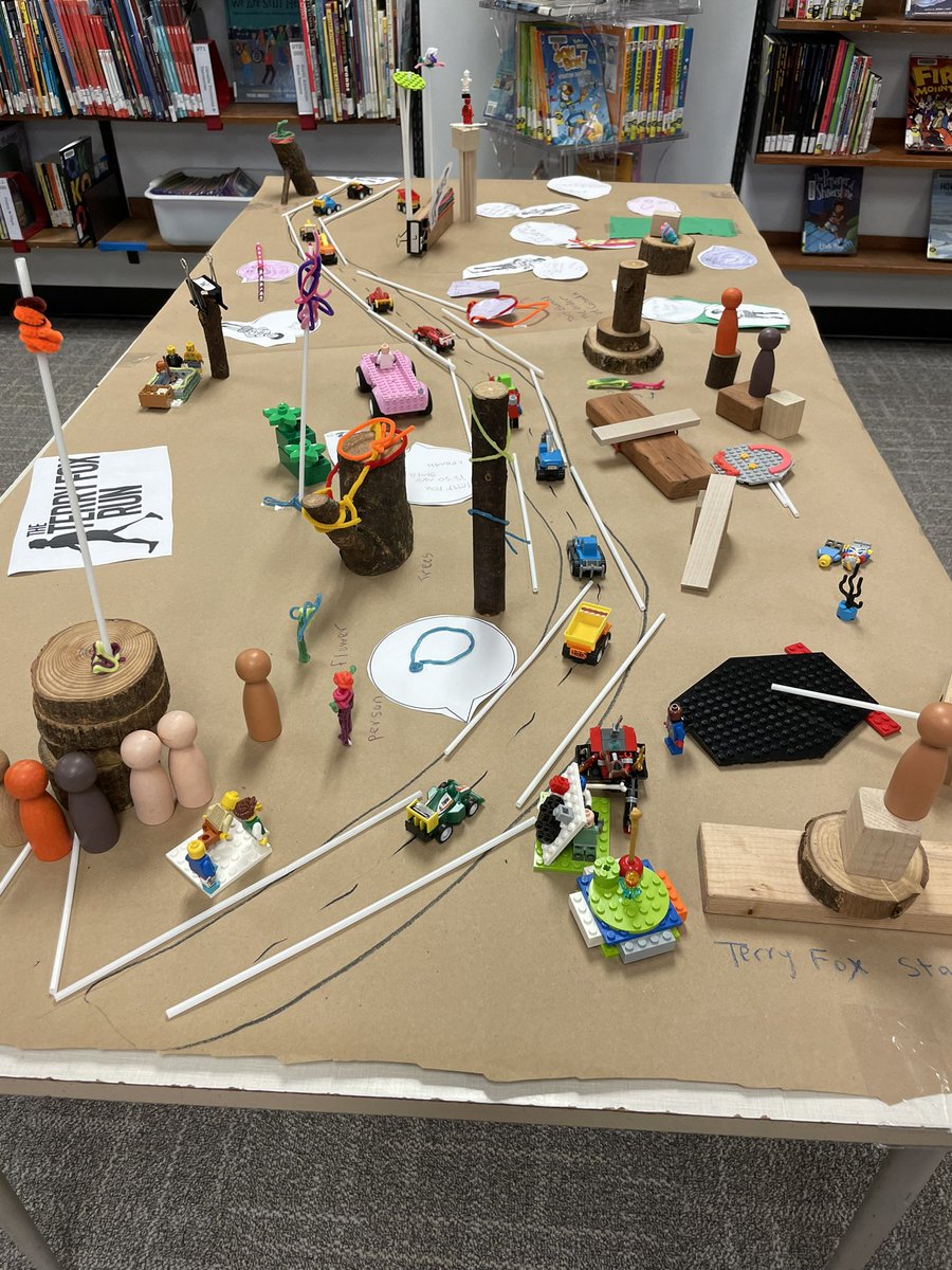 aprildemelo's tweet image. Gr 1&amp;amp;2 represented their learning about Terry Fox / Marathon of Hope using STEM in the Library. A fantastic collaboration it turned out to be! As included Order of Canada, statue, prosthetic leg, family &amp;amp; messages. @npersaudLC4 @OConnorTDSB #SchoolLibraryJoy #OnSchoolLibrary