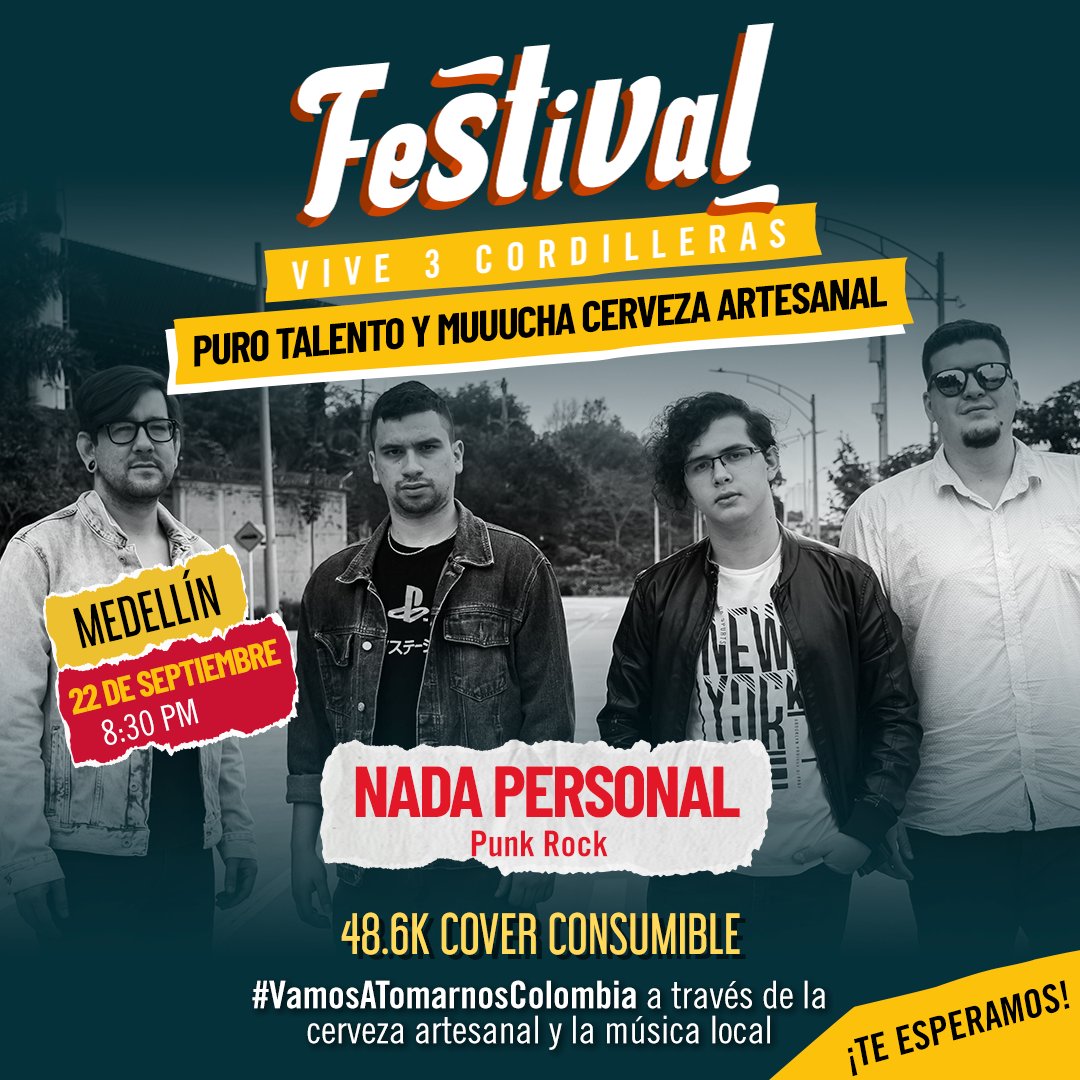 ¡MEDELLÍN! Nos vemos mañana 22 de septiembre en la mejor previa de @Altavozfest posible, 🔥 TOCANDO EN 3 CORDILLERAS 🔥 con un setlist INÉDITO y cinco cervezas por persona. Podés adquirir tu entrada en el perfil de Instagram de Tres Cordilleras 🤘
22/09/2022 - 8:30PM - $48.6K