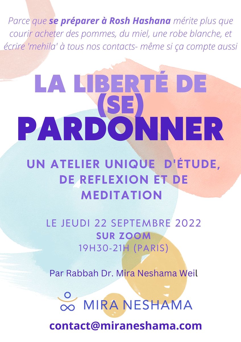 - Pardonner signifie-t-il se réconcilier?
- Le pardon doit-il être réciproque? 
- Pourquoi se pardonner soi-même ?
- Peut-on pardonner sans qu'on nous l'ait demandé?
- Comment pardonner Dieu/La vie?
- Et si je ne veux pas pardonner?

Demain sur zoom. Inscriptions en MP.;-)