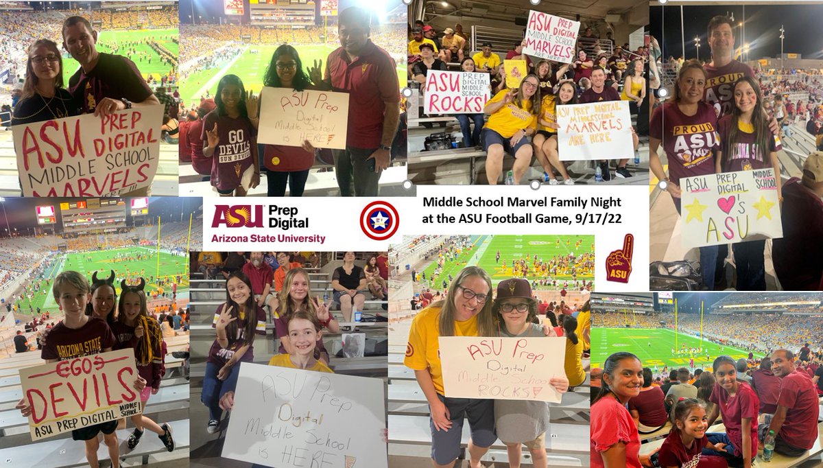 asuprepdigital's tweet photo. ASU Prep Digital’s Middle School Marvels #ReppedThePrep at Saturday's Game! We are honored to be able to foster connections between our middle schoolers and @ASU. https://t.co/z6iWhDfS2R
