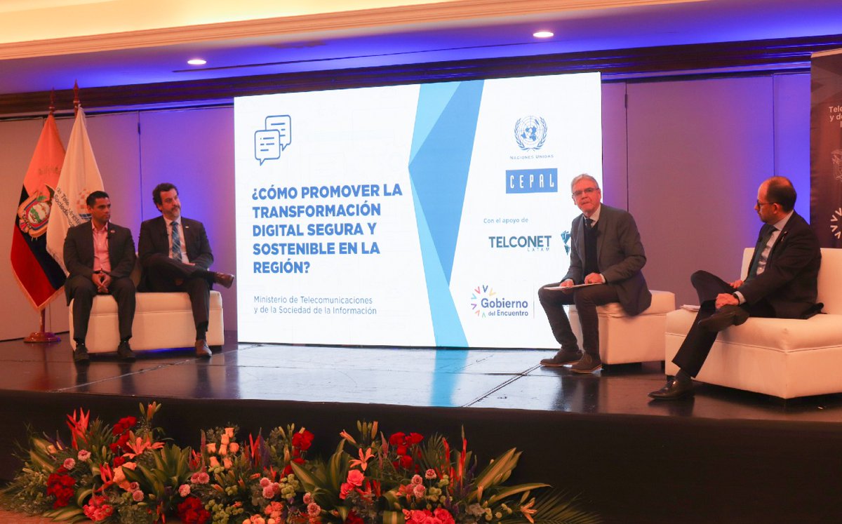 Telecom_Ec's tweet photo. Lideramos la integración regional.

La ministra @vmaino expuso la ruta a la transformación digital  para América Latina con ciberseguridad, inclusión digital y conectividad. Diego Caicedo de @ComunidadAndina y  ministro @DonosoEcuador fueron parte de las autoridades asistentes. https://t.co/CIiLwbHBUL