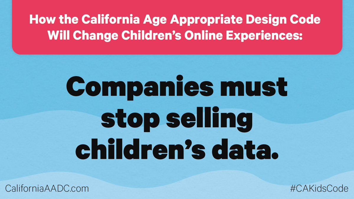 accountabletech's tweet image. Under the #CAKidsCode, companies must stop sharing or selling children’s data unless it is essential to the service. No more selling children’s data to advertisers.
