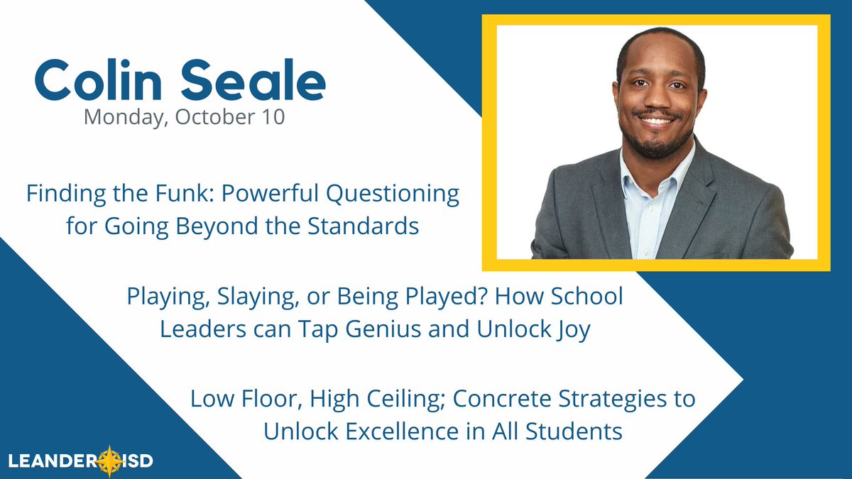 We are excited to bring back <a href="/ColinESeale/">Colin Seale, J.D.</a> to #LISDCIC | He’s presenting 3 sessions on Monday, 10/10 - be sure to give him a follow &amp; check out his website: amzn.to/2QXWwQM #1LISD