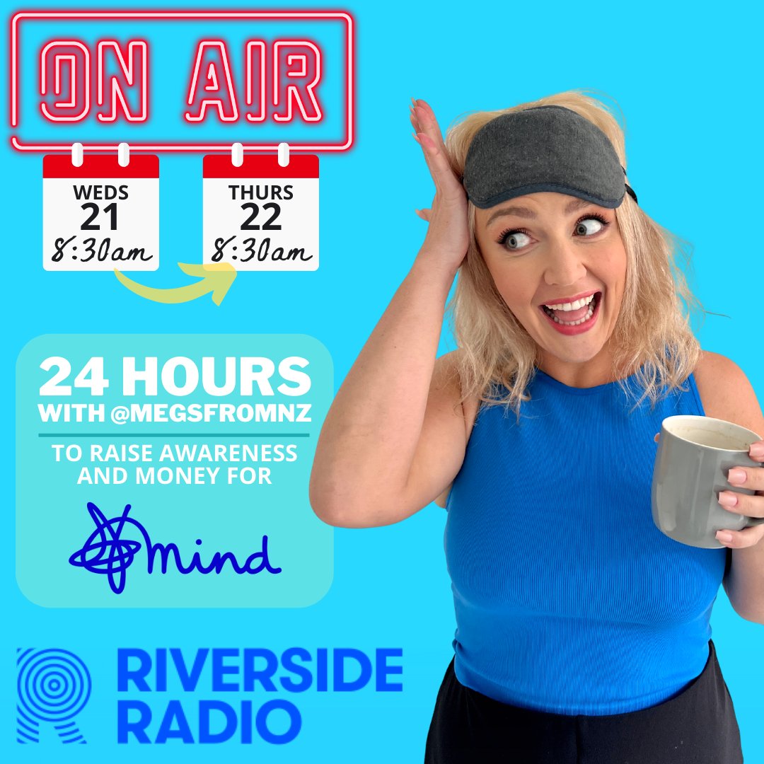 Guess what! <a href="/megsfromnz/">MegsFromNZ</a> is 13 hours in to her 24 HOUR RADIO MARATHON - to raise awareness &amp; funds for <a href="/MindCharity/">Mind</a>! 

She's running her FIRST half marathon on the 9th of October for Mind and thought what better way to raise awareness! You can donate here: justgiving.com/fundraising/me…