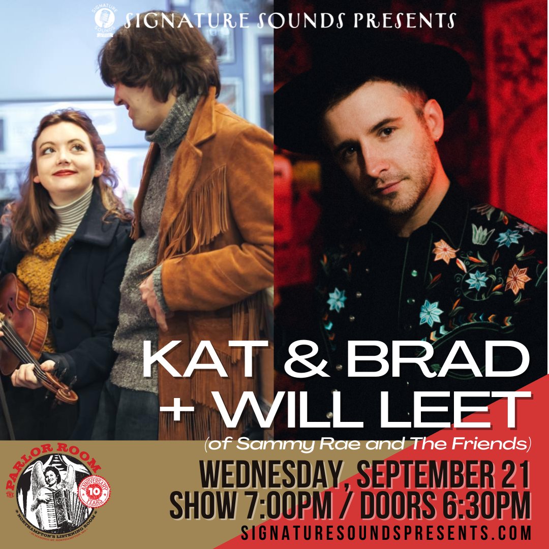 TONIGHT 9/21 - Don't miss @KatBradBand and @willleetmusic (of @SammyRaeMusic ) at The Parlor Room at 7pm! Doors at 6:30pm. Tickets available at the door or at signaturesoundspresents.com. #10yearsoftheparlorroom