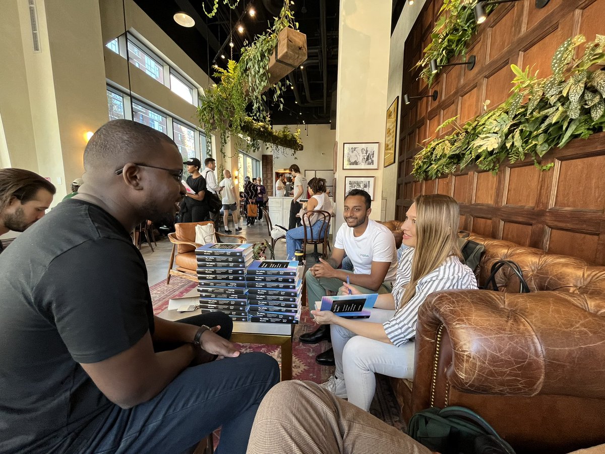 hemantzeal's tweet photo. Amazing to have a #booksigning moment with the one and only @CamiRusso! Author of #theinfinitemachine and founder of @DefiantNews. Thank you so much :) we’re all big fans @cryptio_co. https://t.co/vilpVAOUj9