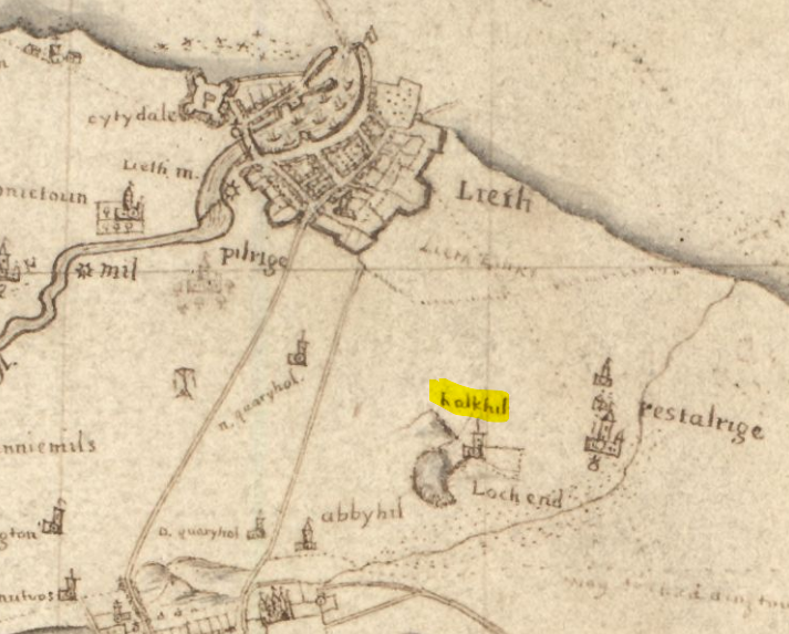 "Halkhil" on John Adair's Map of Midlothian, 1682. Reproduced with the permission of the National Library of Scotland