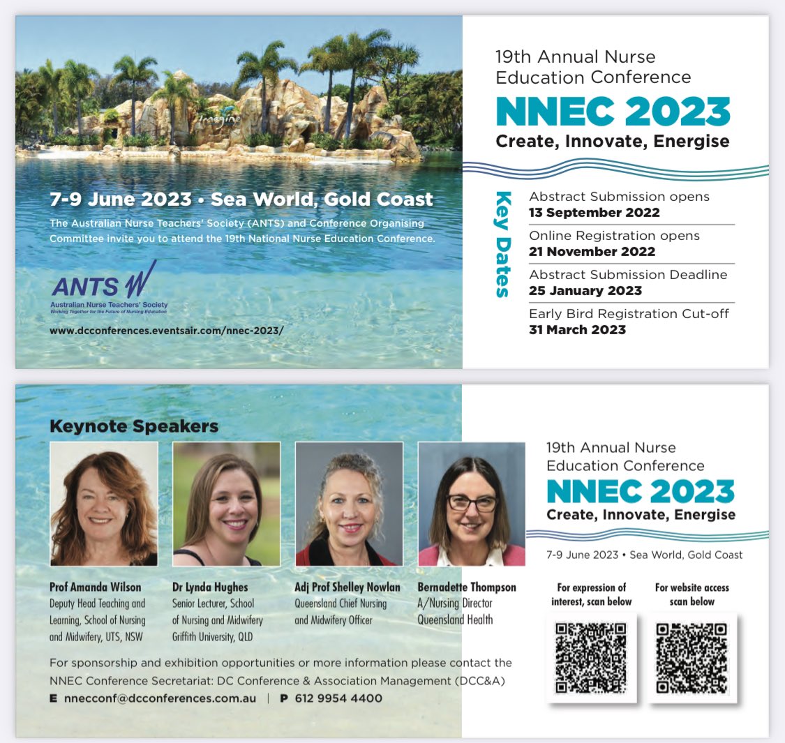 lyndacanniford's tweet photo. Come and join me at NNEC next year in beautiful Queensland! Great opportunity to network with Australia’s nurse educators. Abstracts open now! #NNEC https://t.co/bfoYDvCuGf