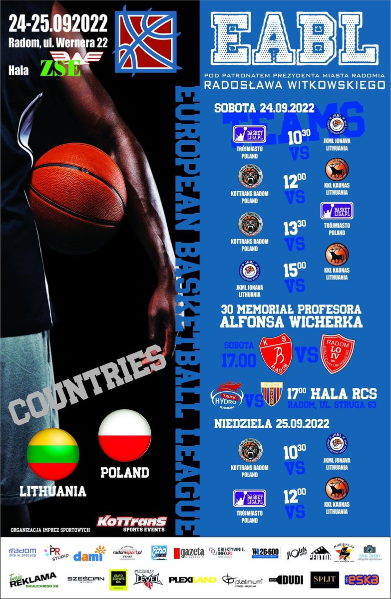EABLeu's tweet photo. New season! European Amateur Basketball League 2022/2023. EABL Radom Grand Prix. Welcome to Poland!

#eableu #european #amateur #basketball #league #Radom @HydroTruckRadom @PoloniaBytom https://t.co/c48ofvAy1U