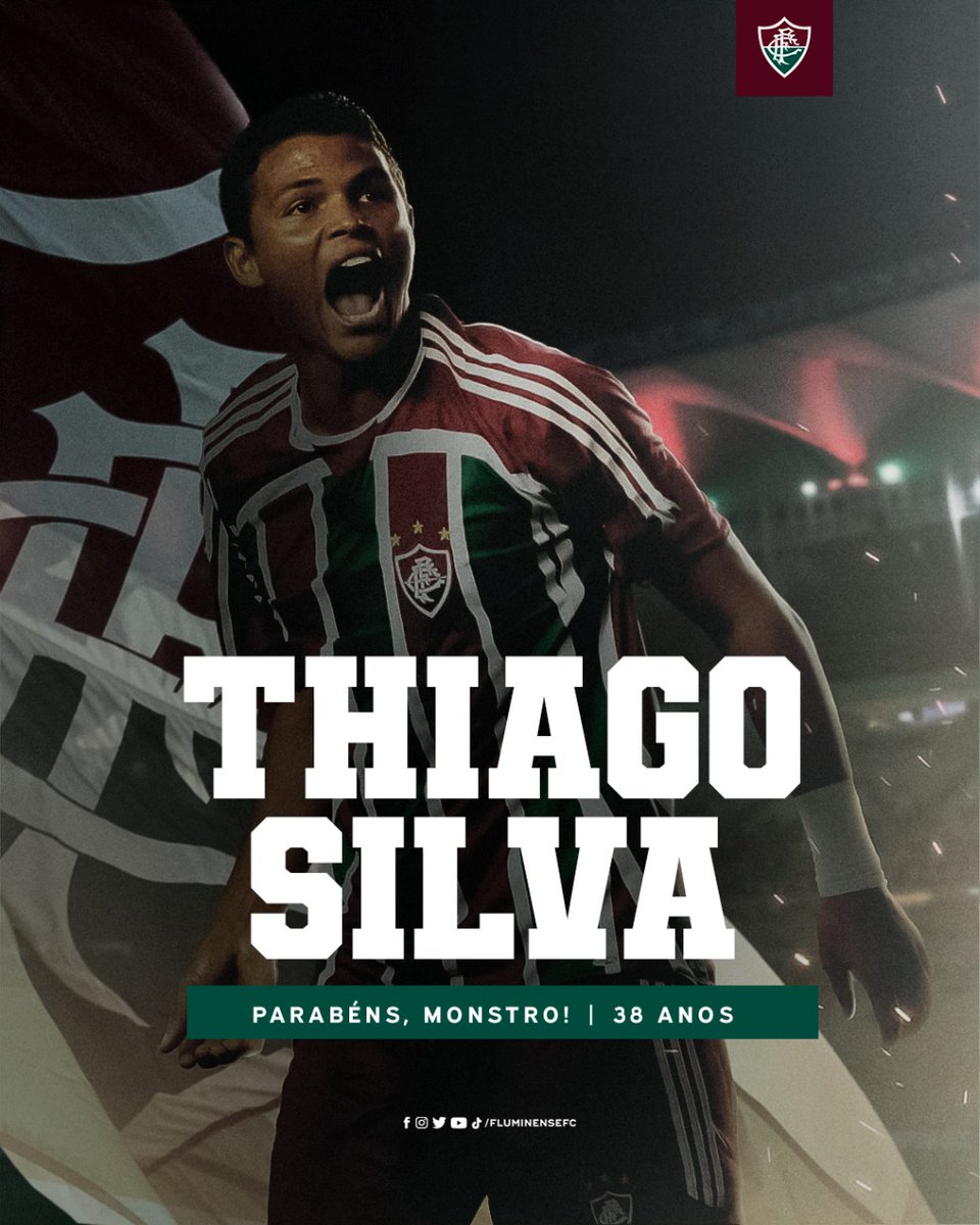 FluminenseFC's tweet photo. MONSTRO e ídolo Tricolor, Thiago Silva completa 38 anos nesta quinta-feira! Feliz aniversário, Guerreiro! Obrigado por tudo! 🇭🇺 https://t.co/6iSOqgYHPU