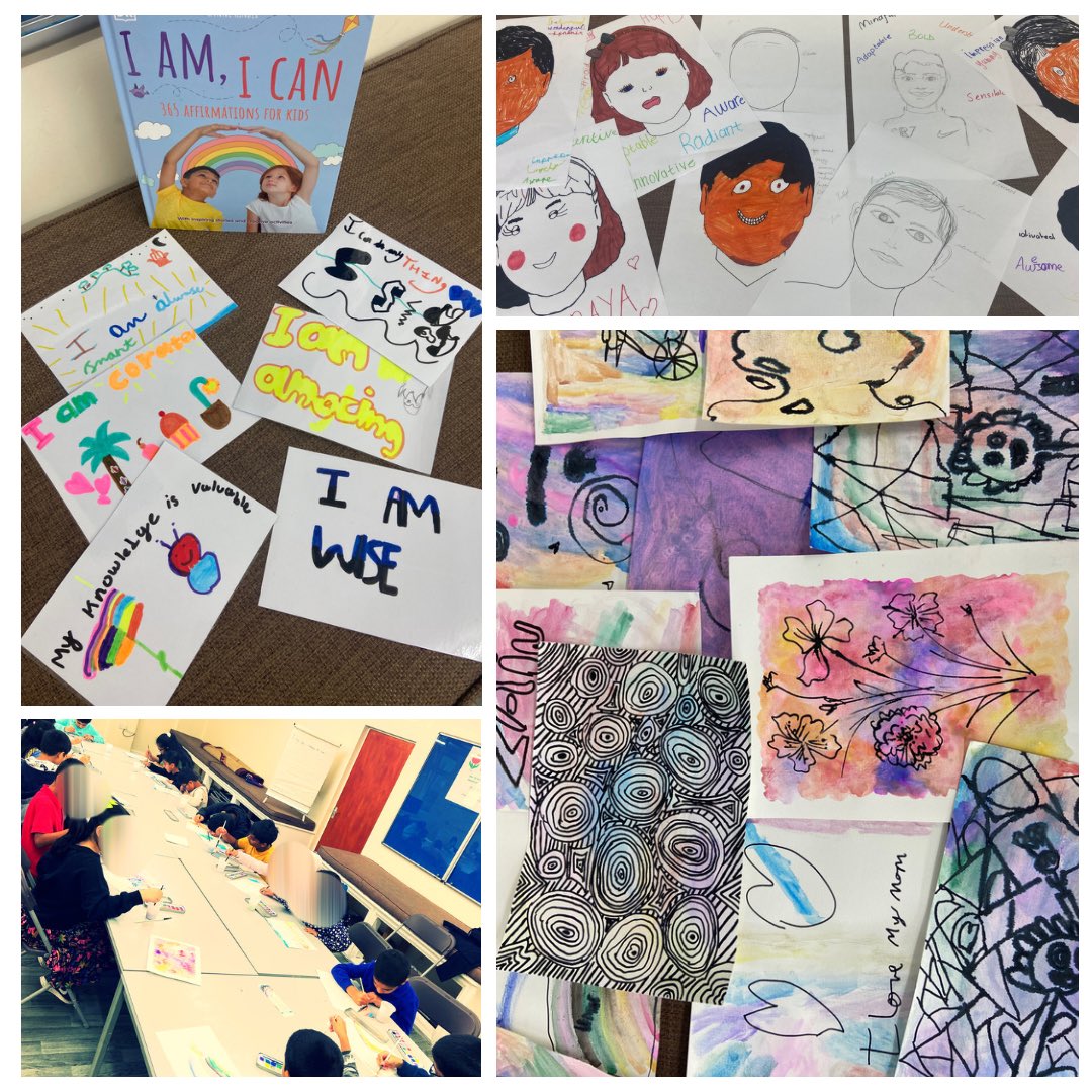 THEBCOM1's tweet photo. An insightful few weeks at BCoM’s Saturday Youth Club. We have been busy making affirmation fridge magnets, self portraits with positive words that describe us, followed by some mindful watercolour art :) #boltoncouncil #unityalliance #youthclub #mindfulness https://t.co/Q1Fw2GBJ7C