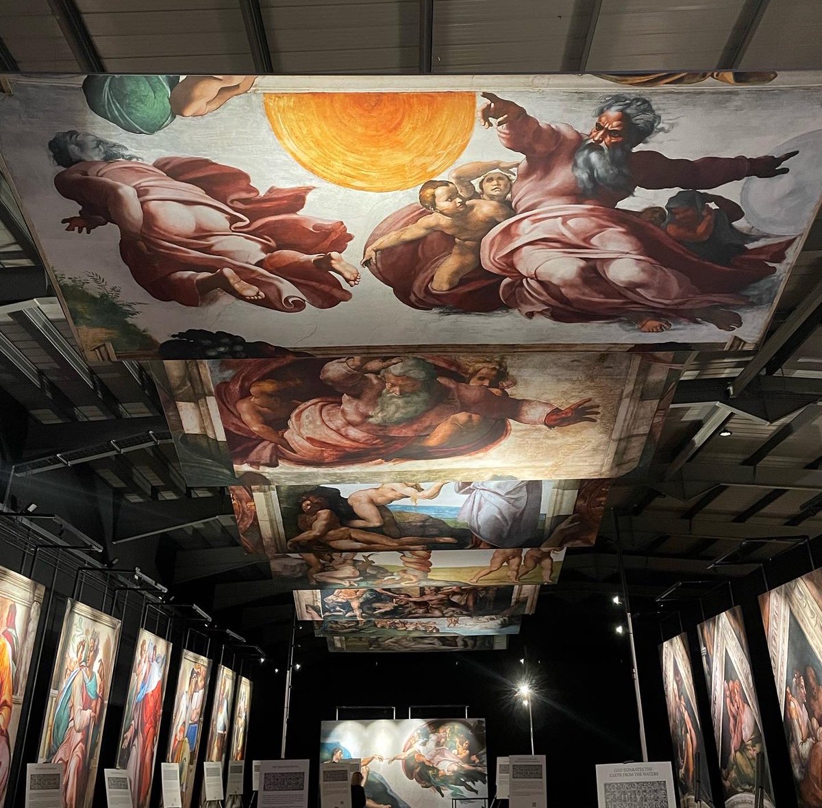 ruthsaxton76's tweet photo. The Sistine Chapel has come to Holbeck, sort of. A chance for a closer look at these extraordinary paintings @chapelsistine #Leeds 
Yes that is God’s bum. https://t.co/rL99bpScTE