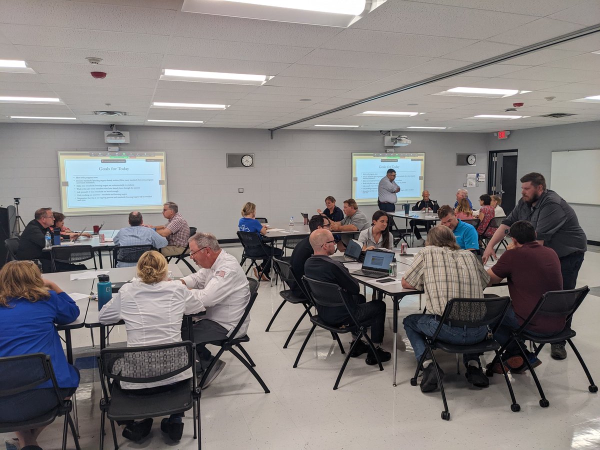 Step 2 in #SBG at Tech Campus. Our pilot Standards Based Grading team has been developing standards for over a year and now is helping create standards for other programs. Thank you @DFriedlieb for heading this monumental initiative at Tech Campus #CTESBG