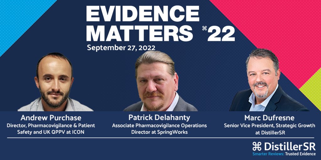 Join us on September 27 at 10 am EDT for #DistillerSR Evidence Matters 2022, a free, virtual summit for the #LitReview community. In the #PV breakout session, "Mistakes are Not an Option: Literature Reviews and Pharmacovigilance". Register now: hubs.ly/Q01mWqZC0