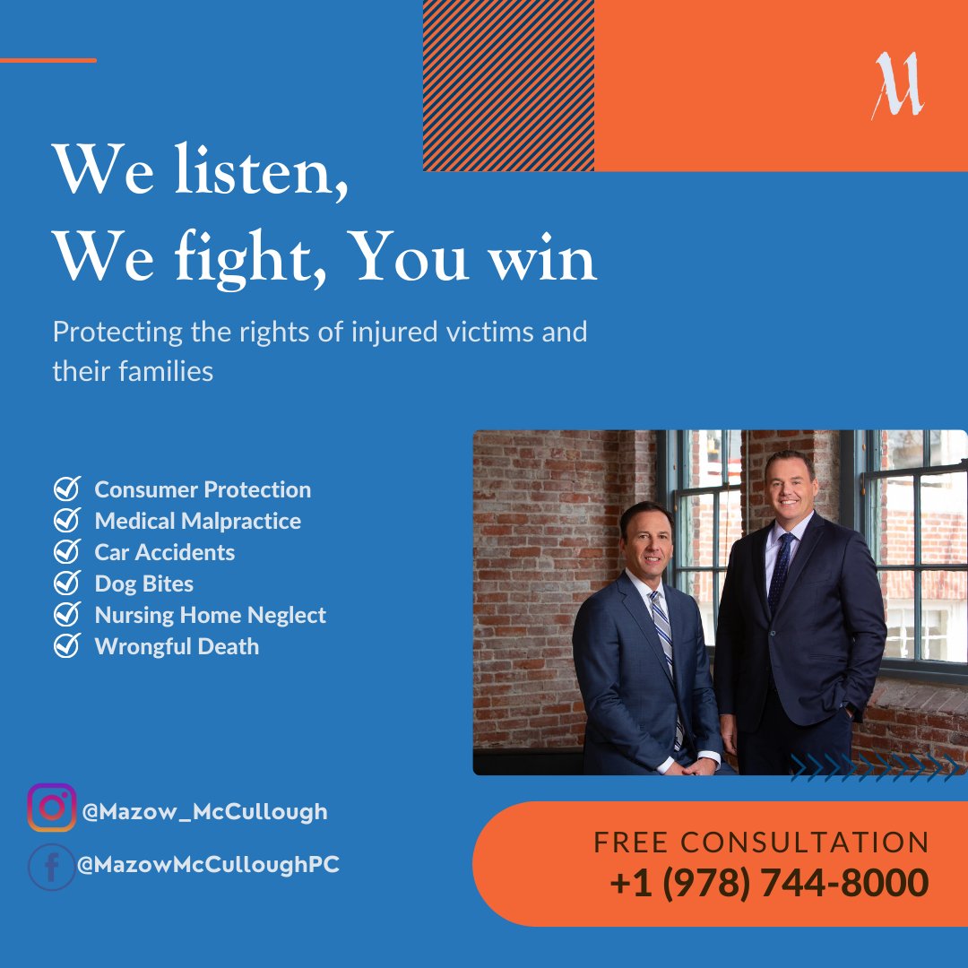 MazowMcCullough's tweet photo. Whether you’re looking for an auto accident attorney or a seasoned dog bite lawyer, Mazow | McCullough, PC is here to answer your questions, support your family, and stand with you when it is time to face the people who hurt you. Serving clients throughout MA and NH. https://t.co/ybp02GPpaK