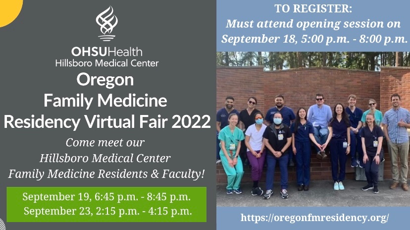 Hey #ORCAFM students!  Meet our PD Dr. Nordling and more faculty &amp; residents this Fri! We’ll share a general Q&amp;A followed by break out rooms that are resident only or with our PD.  For more photos check out our Insta @ohsuhillsborofm!  #Match2023
