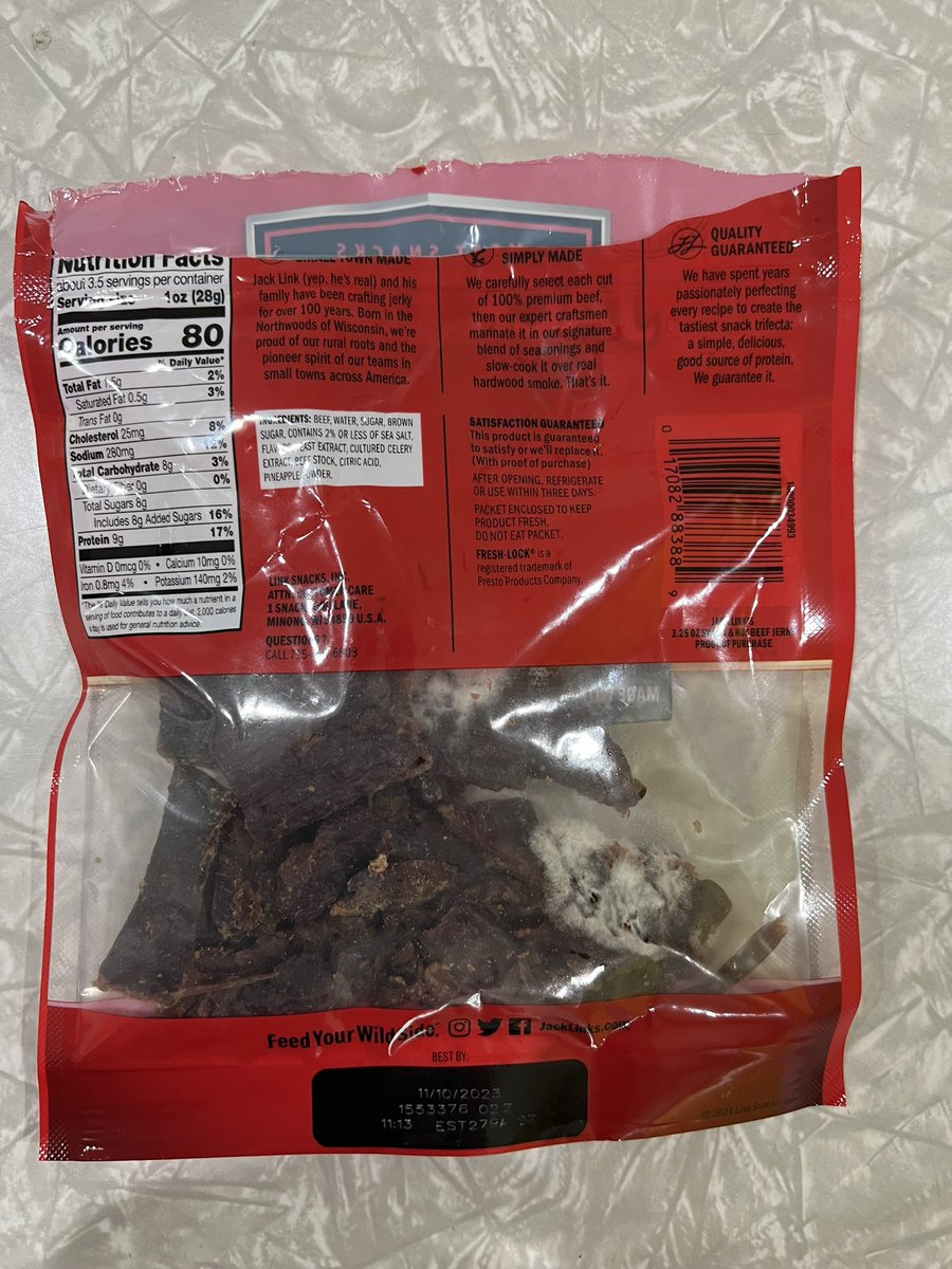 ChimpChomp's tweet image. Hey @JackLinks I bought some of your jerky and it was moldy as hell, want to help me out with this?