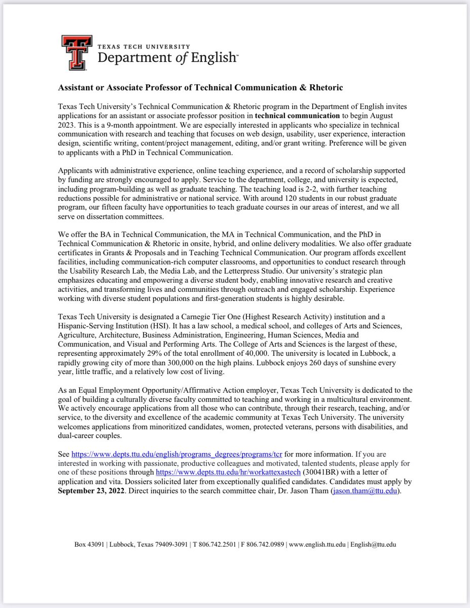 TCRTTU's tweet photo. There is still time to apply to our TT Assistant or Associate Professor position! Send us your CV and application letter for consideration. https://t.co/lnANvAZd9F https://t.co/FSfp2OLeMM
