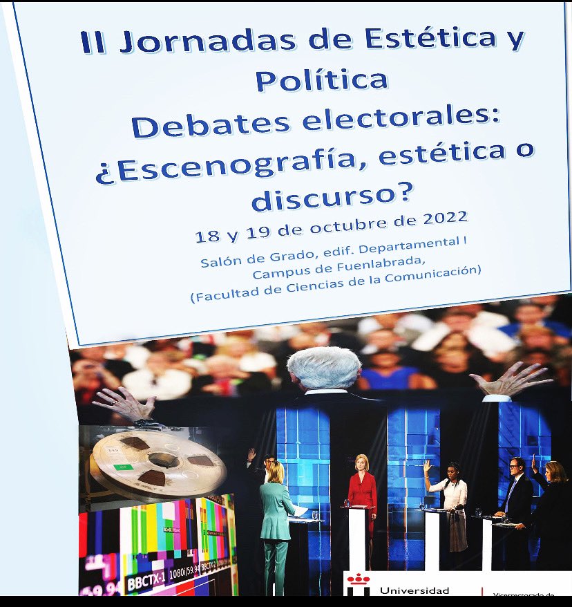 arcode_urjc's tweet photo. Ya están aquí la II jornadas sobre estética y política. Este año en la @fccom_urjc, en el campus de #Fuenlabrada de la @urjc sobre #debates electorales y #visualcomunication
Save the date:18 y 19 de octubre!! Os esperamos… https://t.co/diNyDXy43A