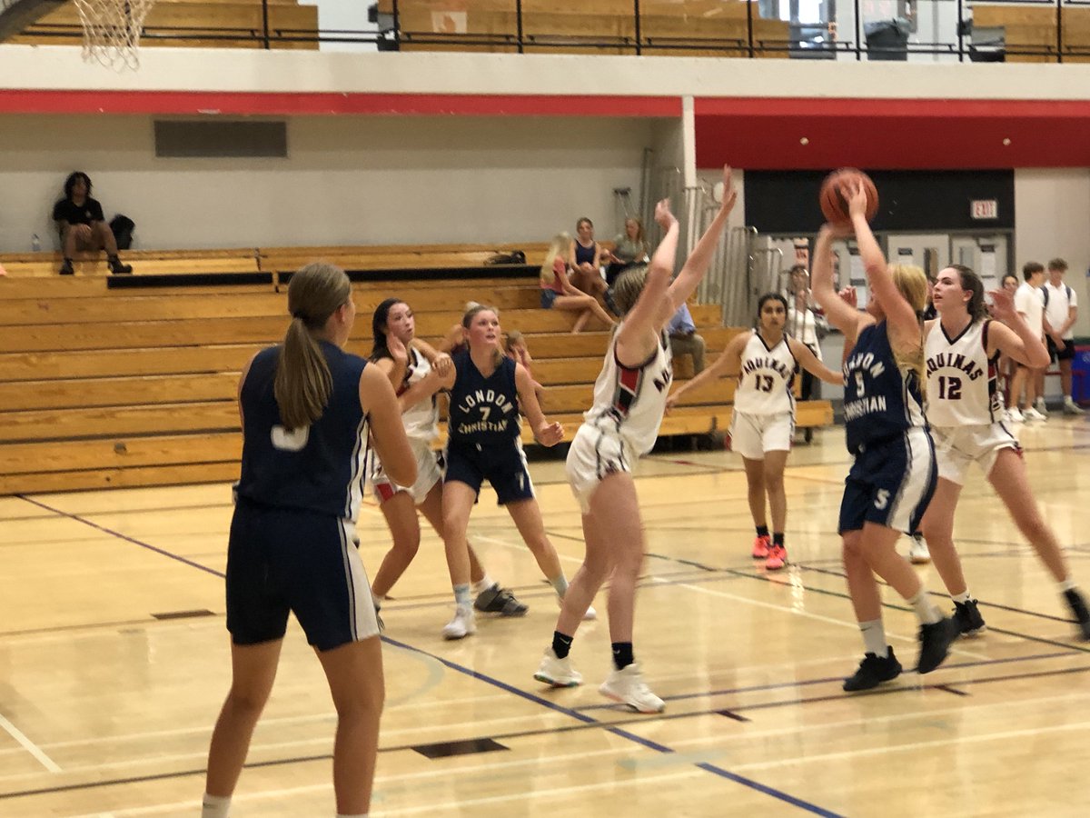 STAFlames's tweet photo. Great action from our girls senior basketball team today versus London Christian HS. #GoFlames https://t.co/A67aDU6aW7