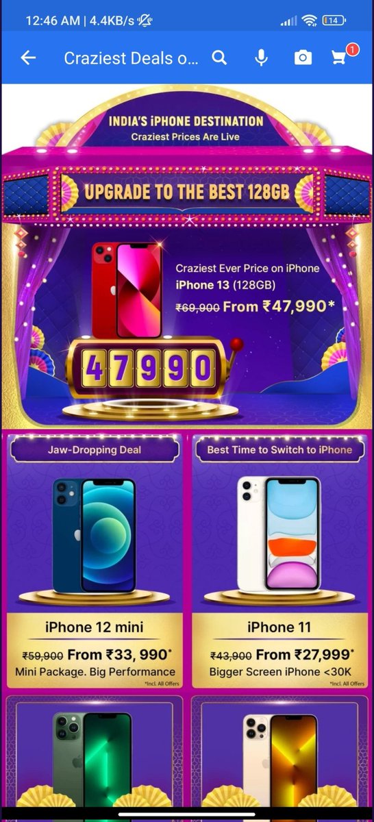 Saurabhpaul24's tweet photo. Scammers Clickbait @Flipkart @flipkartsupport See how they changed the prices within 2 hours.
#scammers #clickbait #Flipkart #iPhone13OnFlipkart #pathetic https://t.co/iHkk7KUL0X
