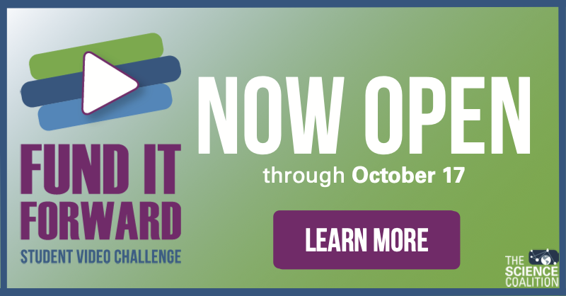 ILStudentLife's tweet photo. IT’S BACK: @scicoalition’s #FundItForward Student Video Challenge is open! Students, share why federal investment in science and research is important to you – you could win a cash prize. Get the details here: https://t.co/ccszGP7YS9 #ThankstoScience #FundScience https://t.co/PqHkgWFtZx