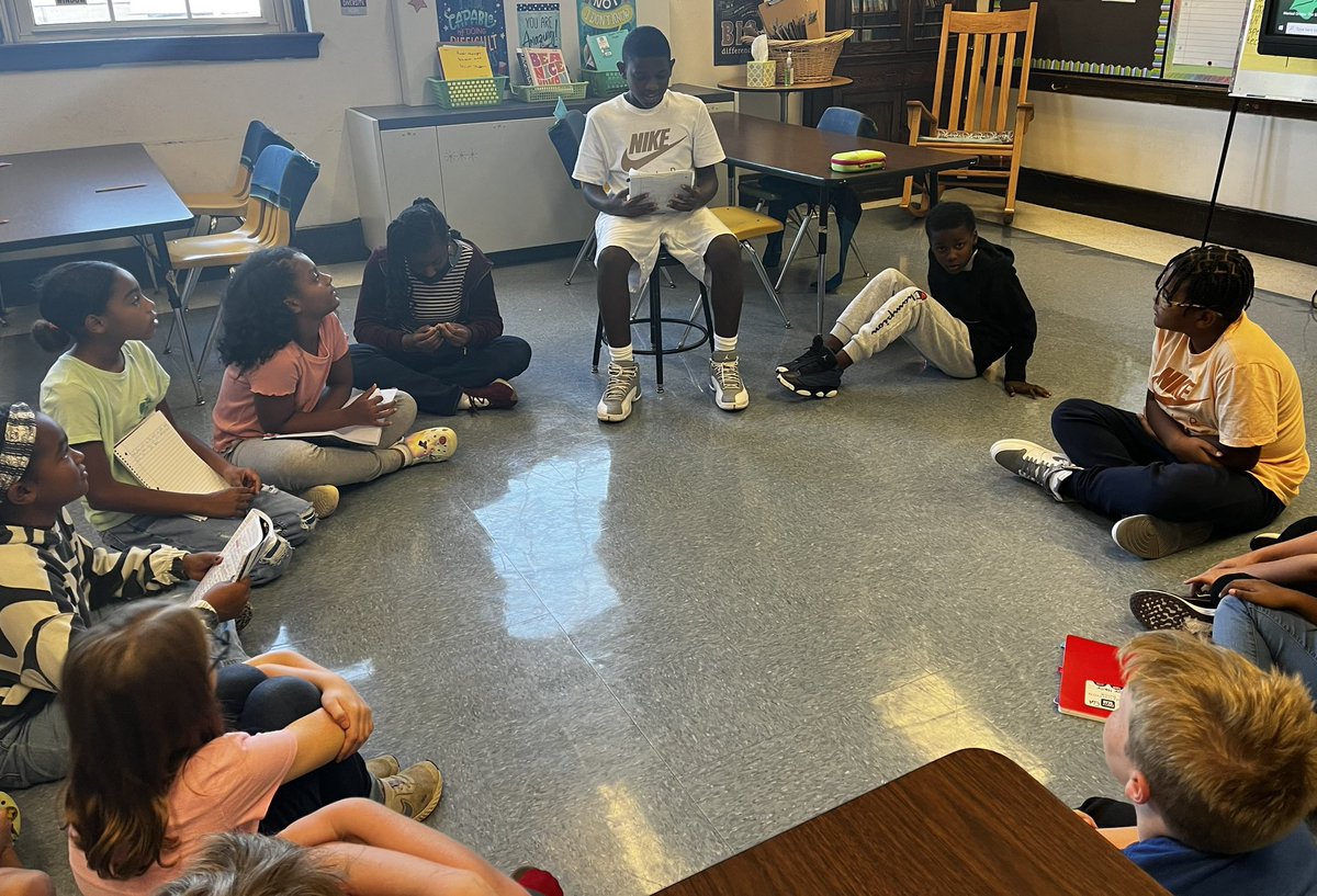 beccanson's tweet image. 5th grade students sharing their writing