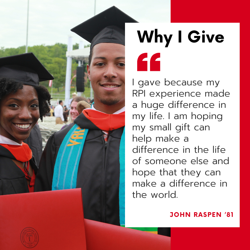 RPIAlumni's tweet photo. Thanks to alumni like John, students are able to change the world and challenge the impossible in ways they never thought were possible. 💯
Learn how you can make an impact for students at RPI at https://t.co/4PRP1Vj4aY
#whyigivewednesday #rpi #rpialumni #rpiresearch https://t.co/hYu4PwgmNr