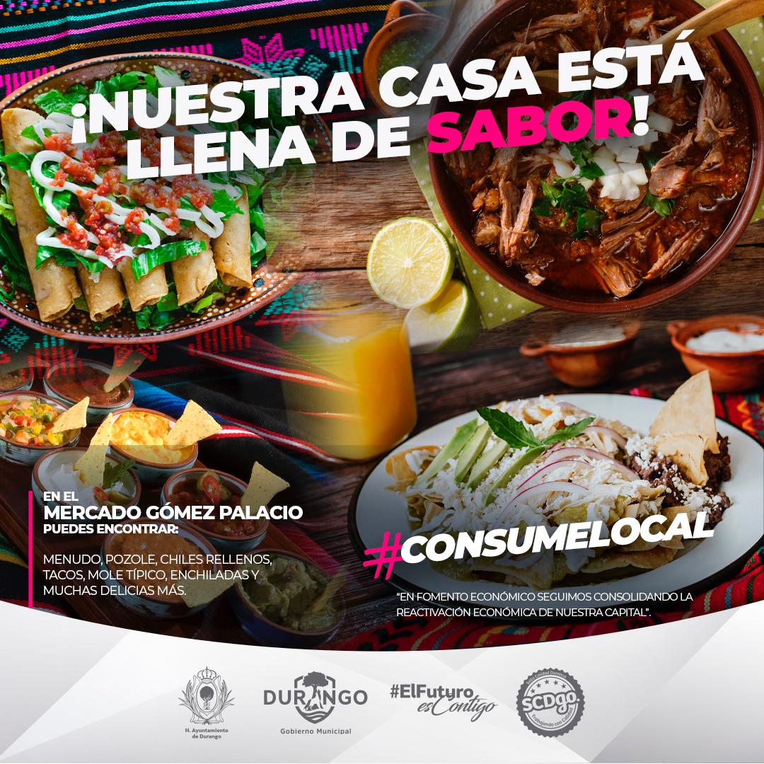 DMFEyT_Dgo's tweet photo. Sigamos festejando el #MesPatrio, siiii señor!! 🇲🇽🥳🇲🇽
Disfruta de nuestros deliciosos 😋 platillos mexicanos 😋 en el #mercado Gómez Palacio y a muy buenos precios 👌

#consumelocal #Durango #YoConsumoLocal #YoElijoLocal  #ReactivaciónEconómica #ElFuturoEsContigo #ContigoDurango https://t.co/jRrNfgbqQ7