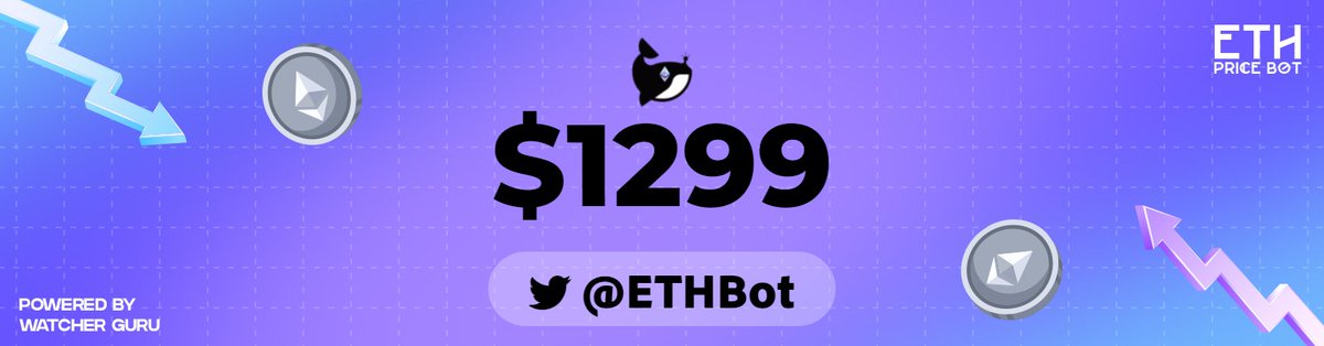 ETHBot's tweet image. #Ethereum Price: $1299 📉