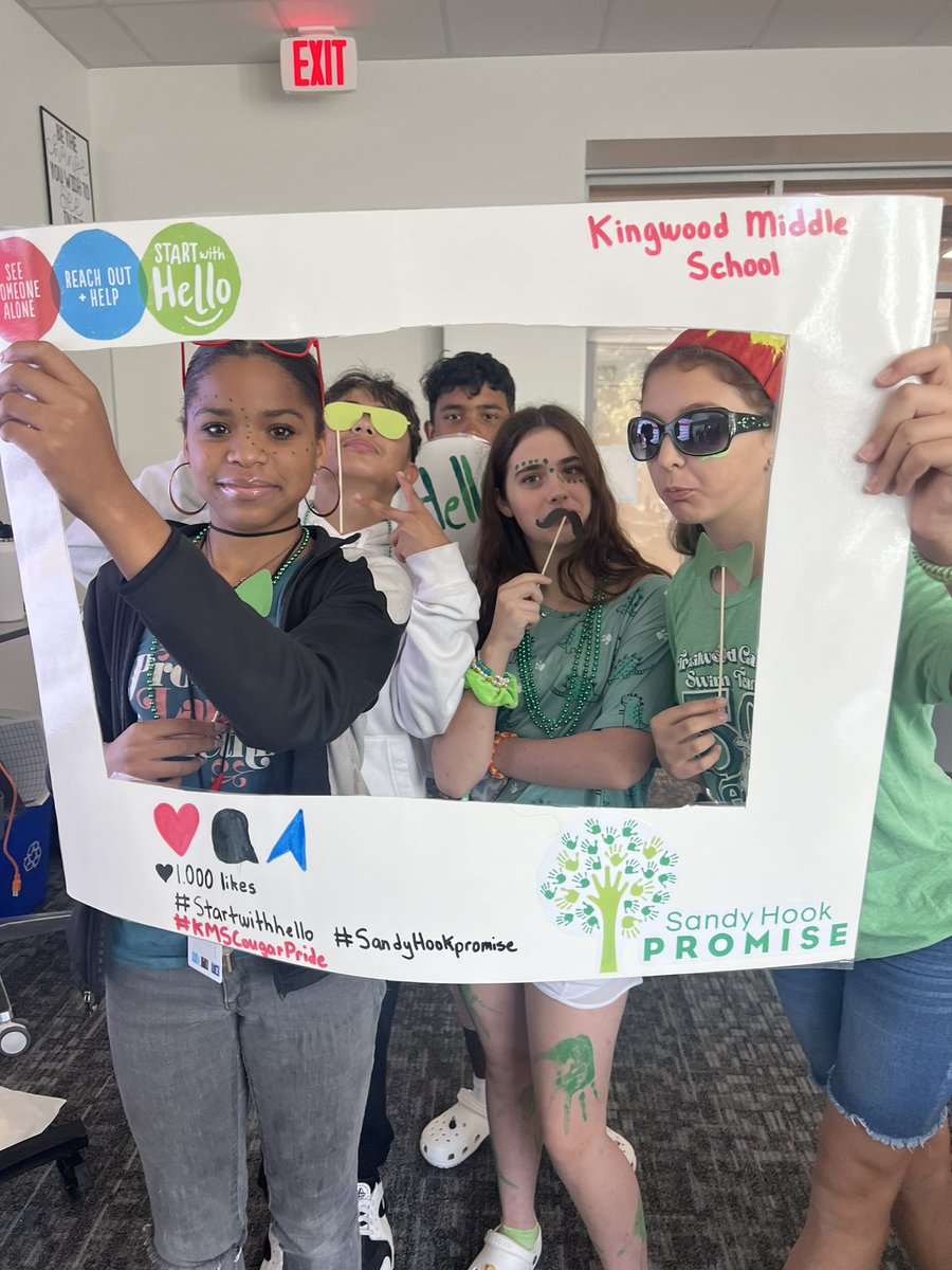 Thanks for helping KMS go green, Cougars! Tomorrow, dress like a twin as we make sure to find someone we trust! #KMSCougarPride #SandyHookPromise #StartWithHelloWeek