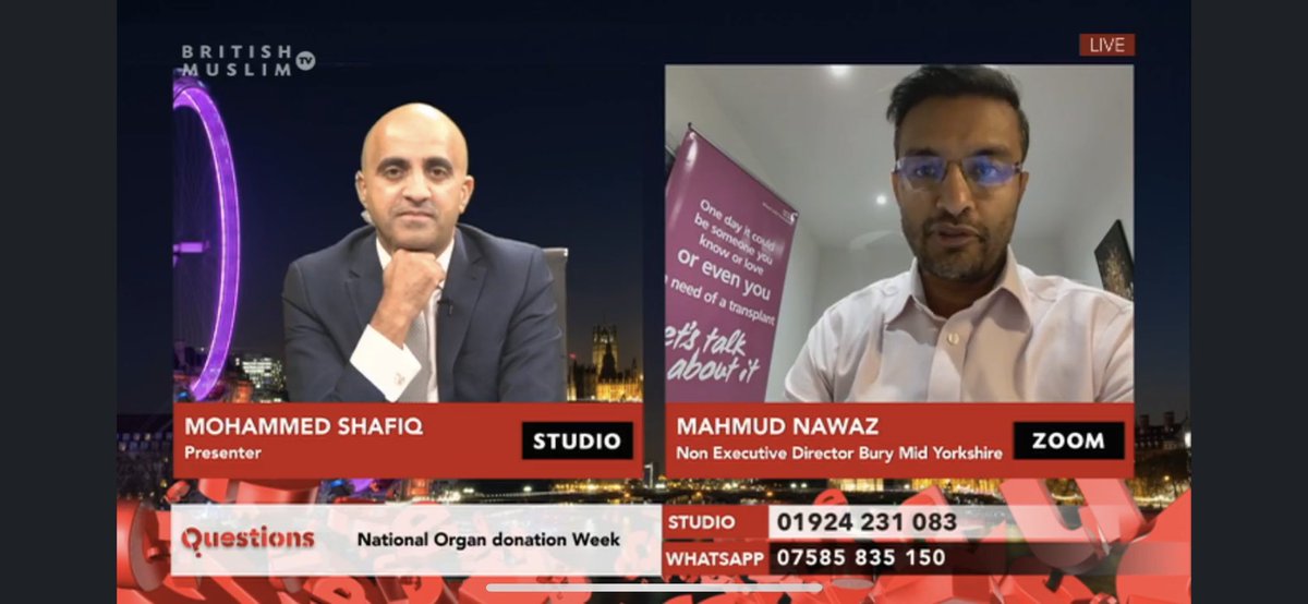 Thanks @mshafiquk @BritishMuslimTV for having me on to talk about #OrganDonation #OrganDonationWeek & how we can tackle the #HealthInequalities 

Watch 90 mins in on facebook.com/britishmuslimt…

Find out more at organdonation.nhs.uk or OrganDonationInIslam.com - sign up on #NHSApp
