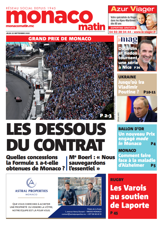 Monaco_Matin's tweet photo. La une de Monaco-Matin du jeudi 22 septembre https://t.co/hRXlRNKEGy