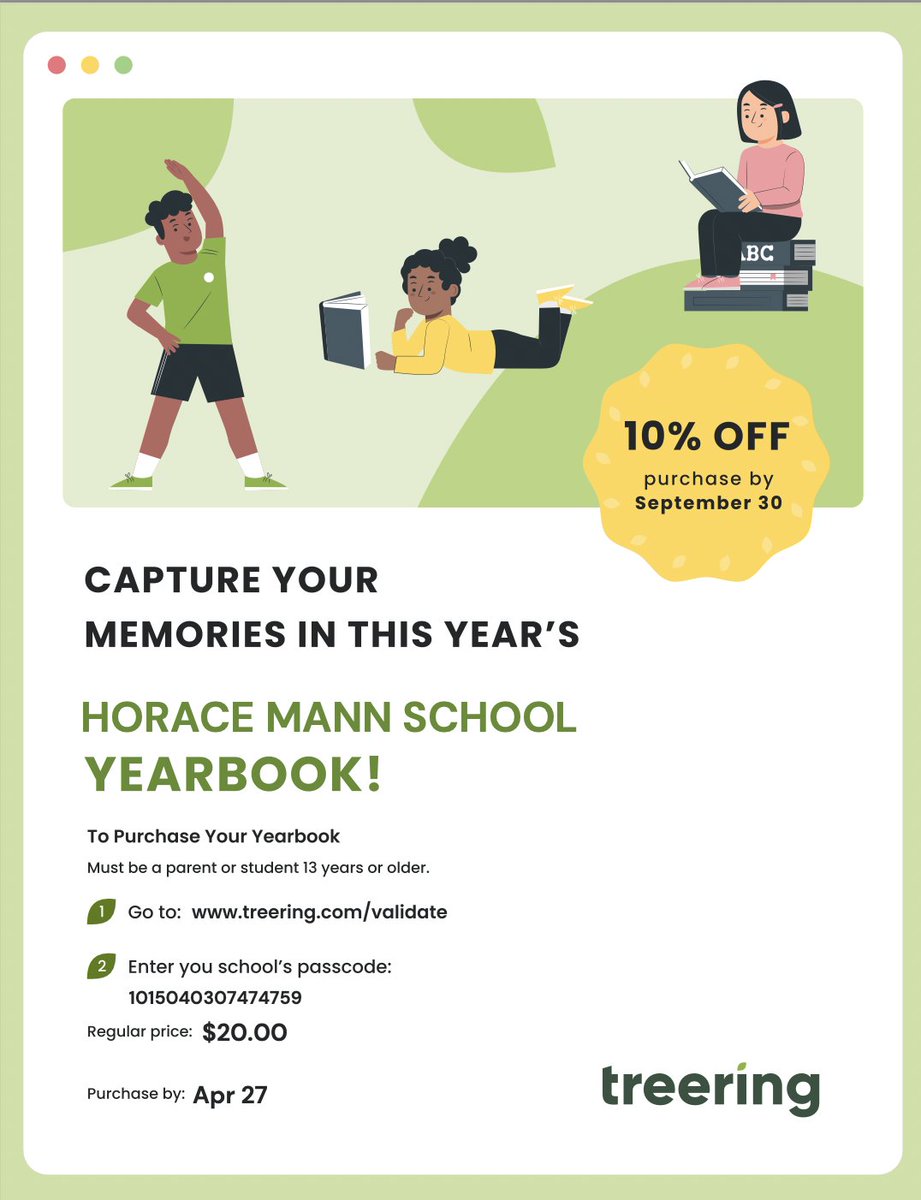 HMannCougars's tweet photo. Horace Mann Cougars Class of 2023... Our yearbook is currently on sale!  Order before September 30th to get a 10% discount!  To order visit https://t.co/rps0kygaus and use our school's passcode: 1015040307474759 https://t.co/ScZ1j9zGZO