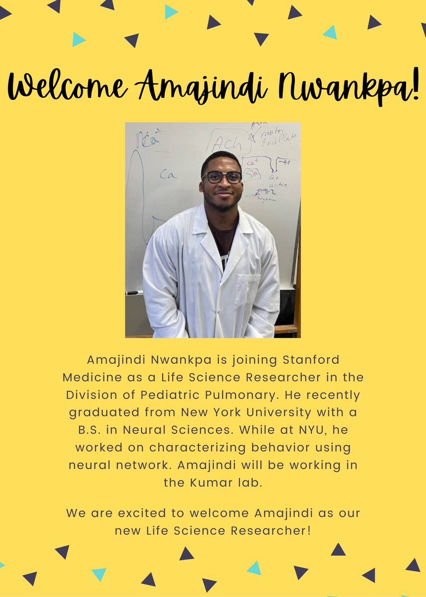 StanfordCEPB's tweet photo. Join us in welcoming Amajindi Nwankpa to the farm!
#KumarLab #StanfordPULM #StanfordMedicine https://t.co/N0kBmuV4XL