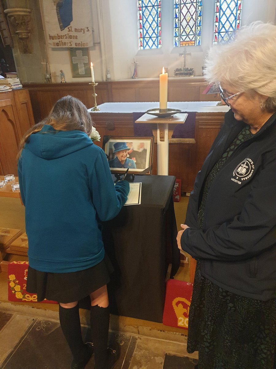 Humberstone Academy (@humboacademy) on Twitter photo It was an honour to be invited to St Mary's Church by <a href="/froggave/">Viv Froggatt</a> to sign the book of condolence for Her Majesty Queen Elizabeth II and to light a candle. This moment will stay with us forever. It was an honour to be invited to St Mary's Church by <a href="/froggave/">Viv Froggatt</a> to sign the book of condolence for Her Majesty Queen Elizabeth II and to light a candle. This moment will stay with us forever.