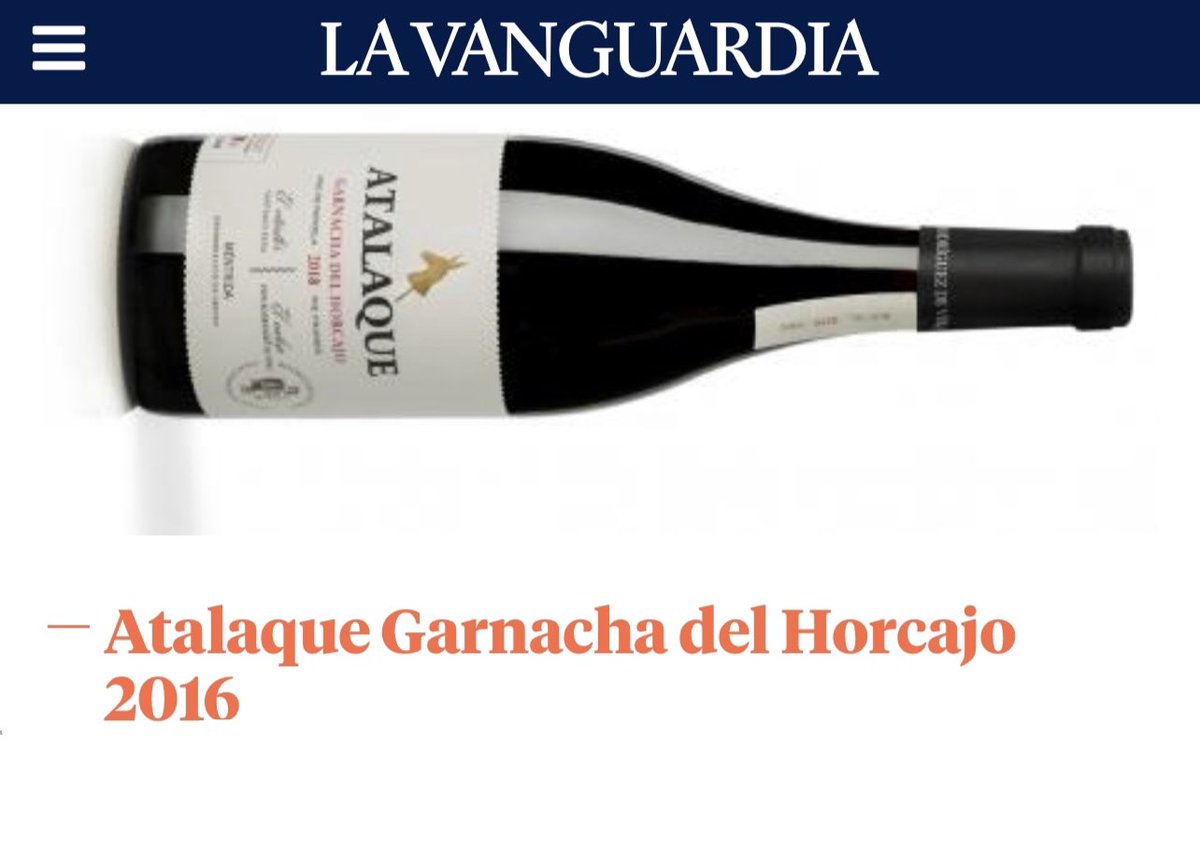 clandevinos's tweet photo. Hace unas semanas en @LaVanguardia publicaban los vinos más refrescante del verano y eligieron uno de los vinos que distribuye @clandevinos en #Madrid “Atalaque Garnacha del Horcajo 2016” de @VinoRodeVera Destacando sus cepas centenarias de pie franco en Méntrida… https://t.co/cyIhDVUm54